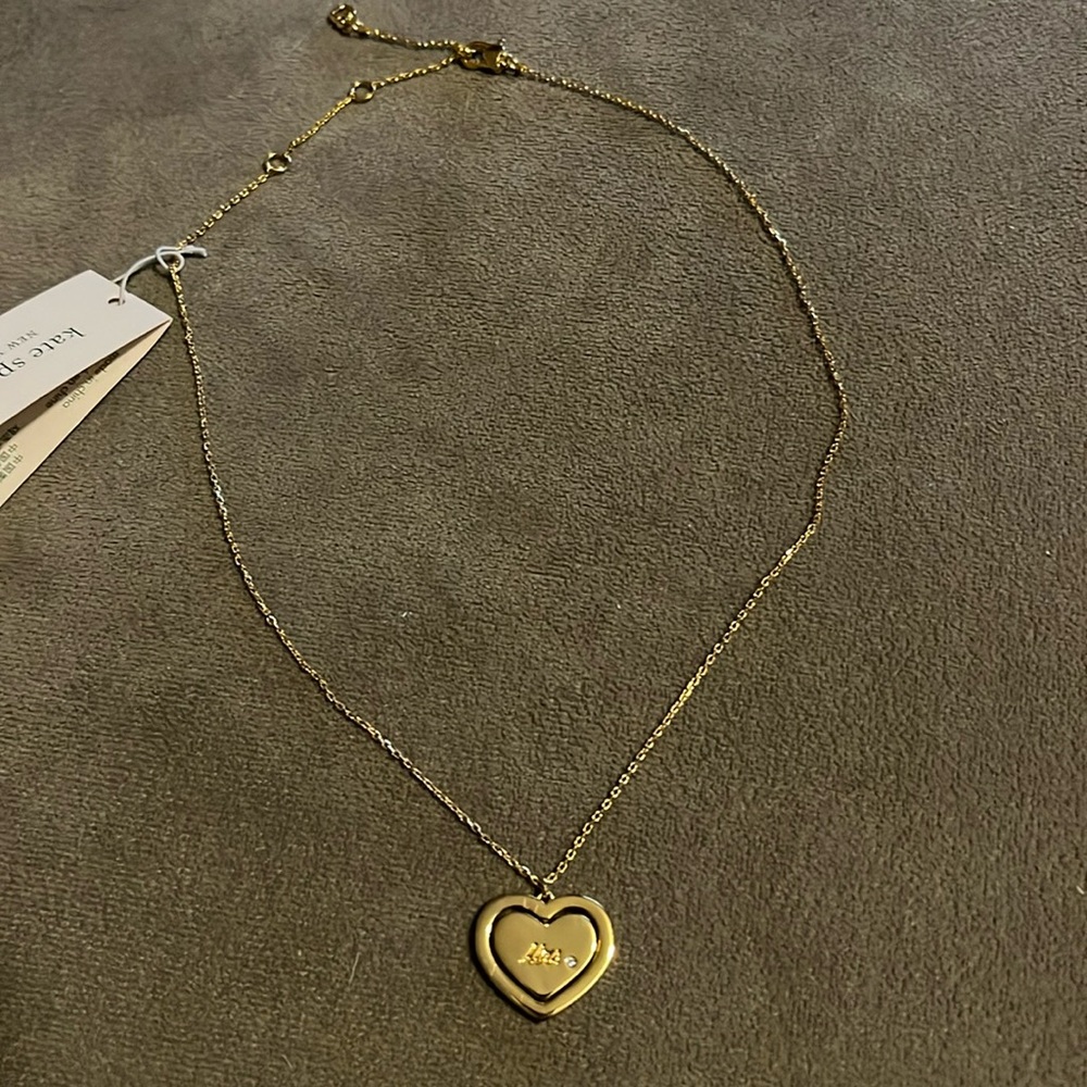 $98 Kate Spade at heart miss to mrs pendant Necklace  Gold Tone G57
